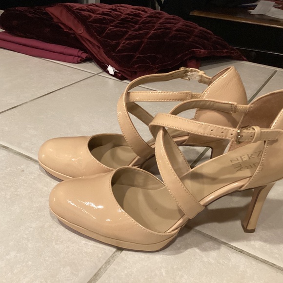 red rhinestone pumps